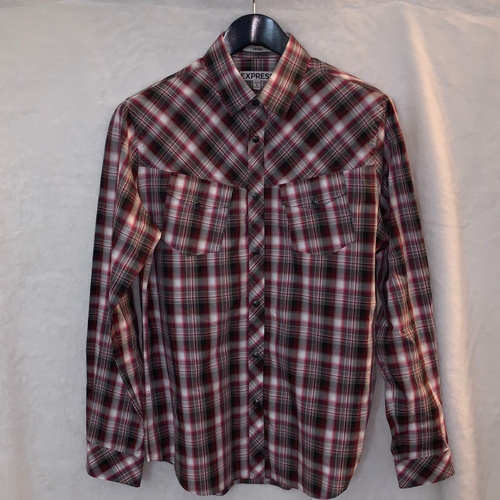 Express Men’s Long Sleeve Button Down (Snap/ Button Size Medium Fitted Preowned